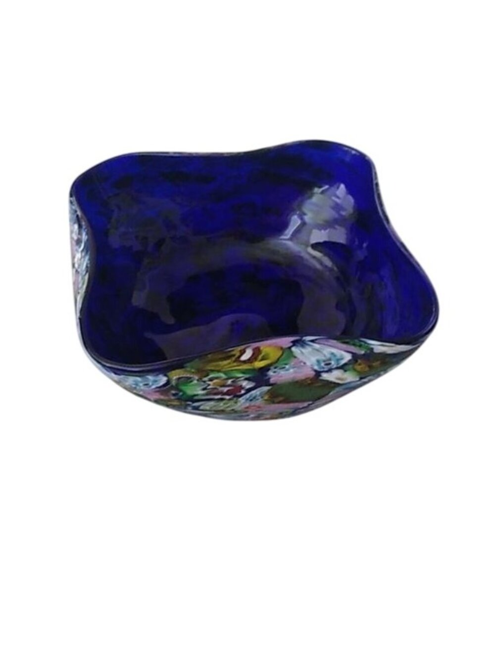 Murano Millefiori Fazzoletto Decorative Bowl Blue Cobalt